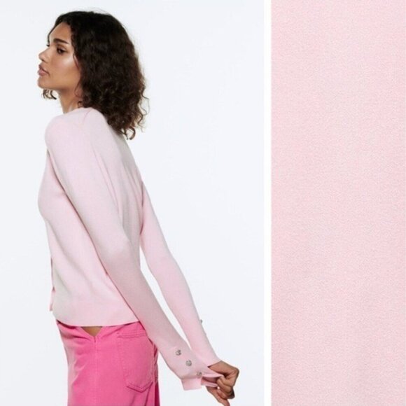ZARA Soft Pink Button-Up Cardigan Size SMALL NWT - Picture 3 of 9